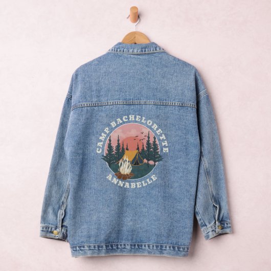 Waterverf Landschap Camping Bachelorette Feest Denim Jacket (Hangar)