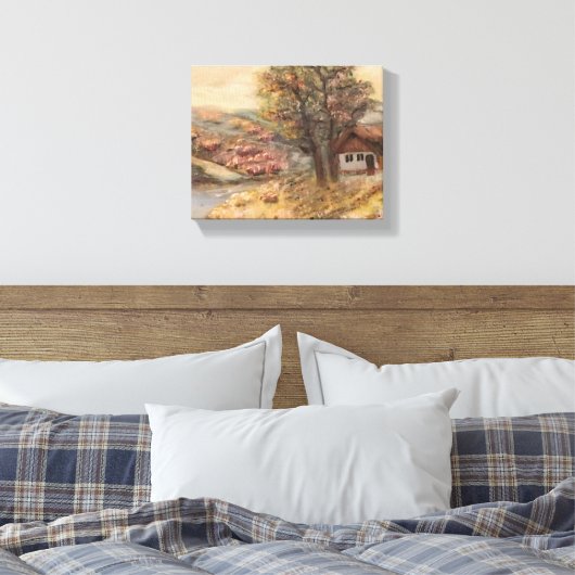 Waterverf landschap canvas afdruk (Insitu (Slaapkamer))