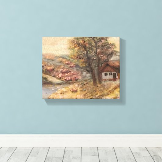 Waterverf landschap canvas afdruk (Insitu (Houten vloer))
