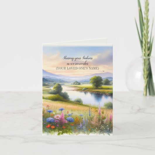 Waterverf Landschap Condoleance Bedankkaart (Voorkant)