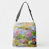 Waterverf landschap crossbody tas (Achterkant)