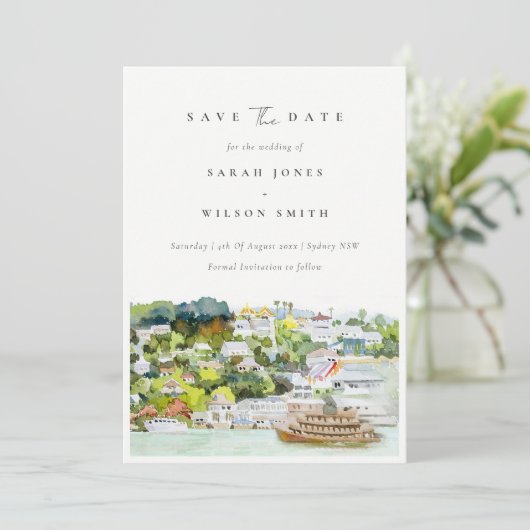 Waterverf landschap Elegant River Cruise Land Save The Date (Staand voorkant)