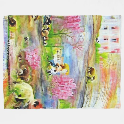 Waterverf landschap fleece deken (Voorkant (Horizontaal))