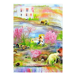 Waterverf landschap foto afdruk