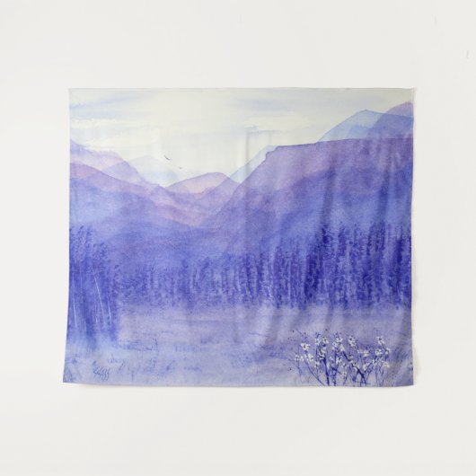 Waterverf Landschap Ghost Mountains Valley Wandkleed (Voorkant (horizontaal))