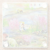 Waterverf landschap glazen onderzetter (Achterkant)