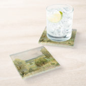 Waterverf landschap glazen onderzetter (Schuin)