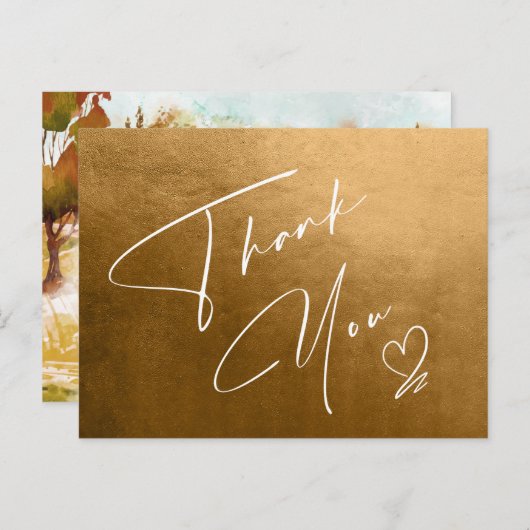 Waterverf landschap Hartelijk dank herfst Gold ID7 Aankondigingskaart (Voorkant / Achterkant)