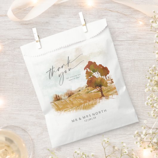 Waterverf landschap Hartelijk dank herfst Gold ID7 Bedankzakje (Geknipt)