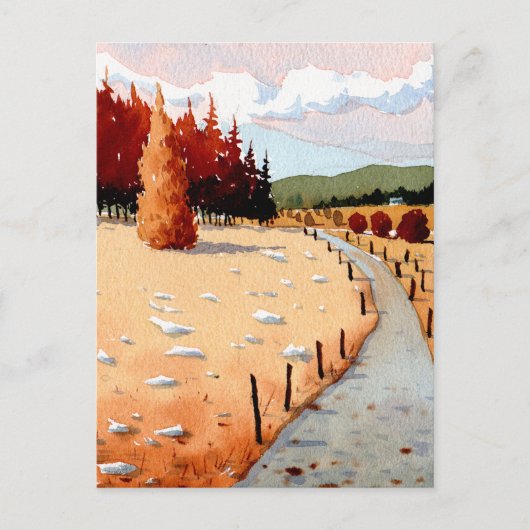 Waterverf Landschap herfstbos Briefkaart (Voorkant)