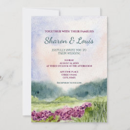 waterverf landschap huwelijksuitnodiging kaart