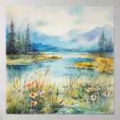 Waterverf Landschap III Poster (Voorkant)