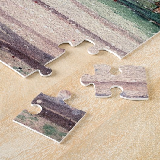 Waterverf landschap in valkleuren lopen in bossen legpuzzel (Zijkant)
