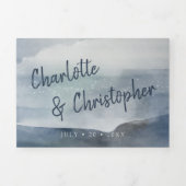 Waterverf Landschap Indigo Alles in één bruiloft Drieluik Uitnodiging (Cover)