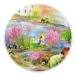 Waterverf landschap keramische knop