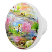 Waterverf landschap keramische knop (Rechts)