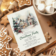 Waterverf  landschap kerstfeest