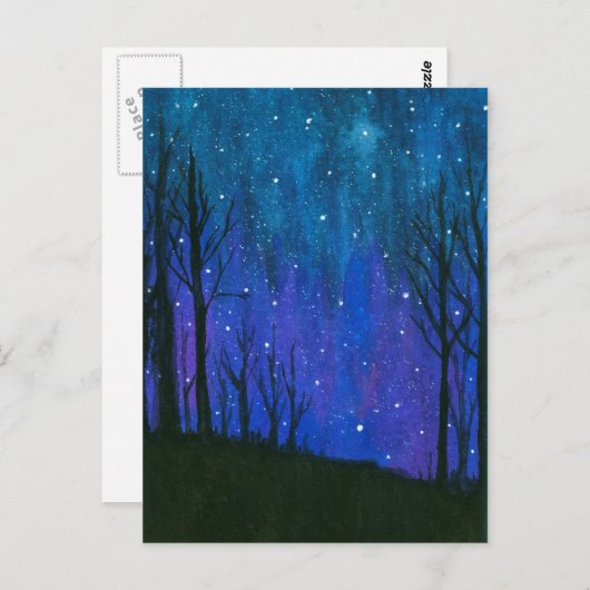 Waterverf landschap Kunst Night Sky Stars Universe Briefkaart (Voorkant / Achterkant)