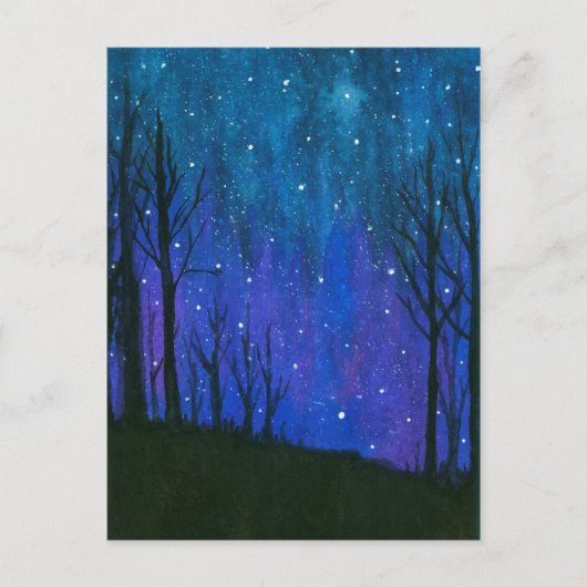 Waterverf landschap Kunst Night Sky Stars Universe Briefkaart (Voorkant)
