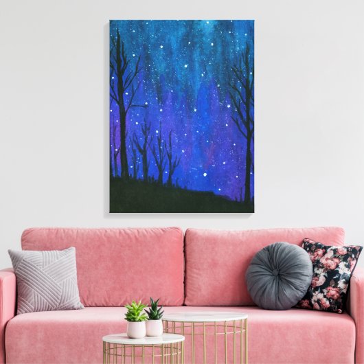 Waterverf landschap Kunst Night Sky Stars Universe Canvas Afdruk (Insitu (Woonkamer))