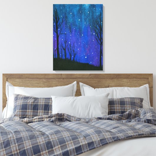 Waterverf landschap Kunst Night Sky Stars Universe Canvas Afdruk (Insitu (Slaapkamer))