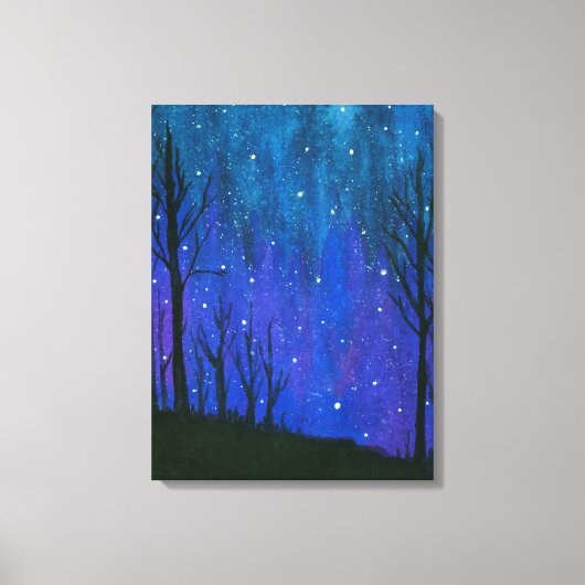 Waterverf landschap Kunst Night Sky Stars Universe Canvas Afdruk (Voorkant)
