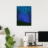 Waterverf landschap Kunst Night Sky Stars Universe Poster (Thuiskantoor)