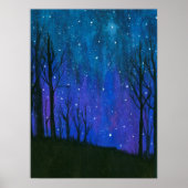 Waterverf landschap Kunst Night Sky Stars Universe Poster (Voorkant)