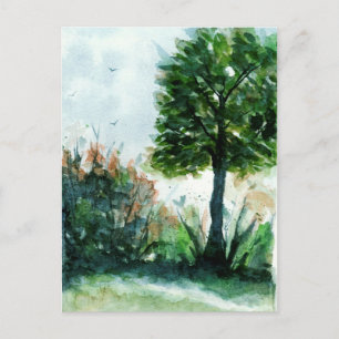 Waterverf Landschap Kunstbomen Natuur Seizoenen Briefkaart