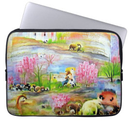 Waterverf landschap laptop sleeve