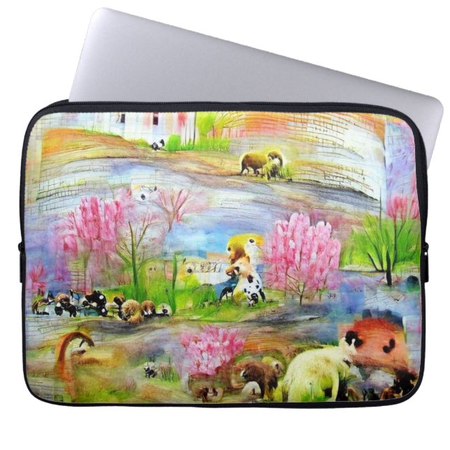 Waterverf landschap laptop sleeve (Voorkant)