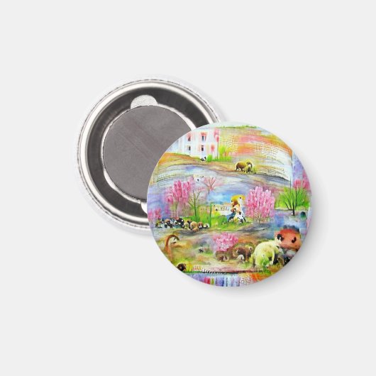 Waterverf landschap magneet (Voorkant / Achterkant)