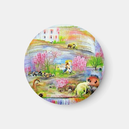 Waterverf landschap magneet (Voorkant)