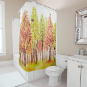 Waterverf landschap met herfstbomen douchegordijn (In situ)