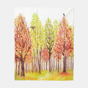 Waterverf landschap met herfstbomen fleece deken