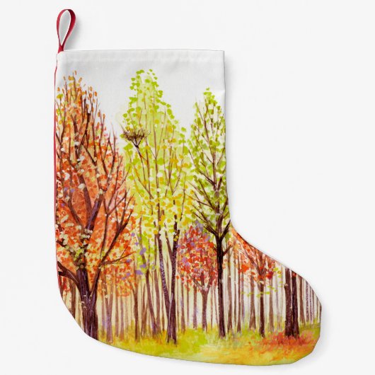 Waterverf landschap met herfstbomen kleine kerstsok (Voorkant)