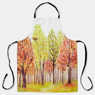 Waterverf landschap met herfstbomen schort