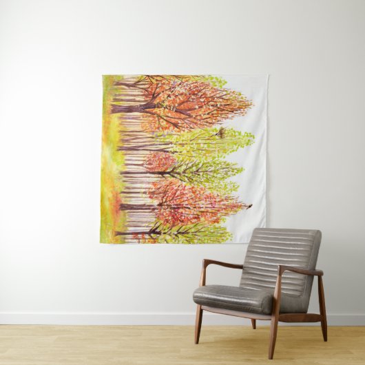 Waterverf landschap met herfstbomen wandkleed (In Situ (horizontaal))