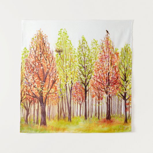 Waterverf landschap met herfstbomen wandkleed (Voorkant)