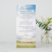 Waterverf landschap met wolken bruiloft menu (Staand voorkant)