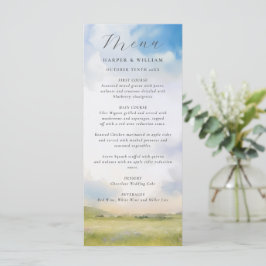 Waterverf landschap met wolken bruiloft menu