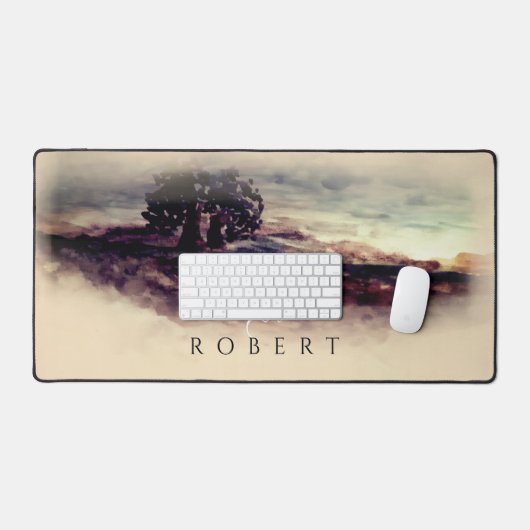 Waterverf landschap monogram bureaumat (Keyboard & Muis)