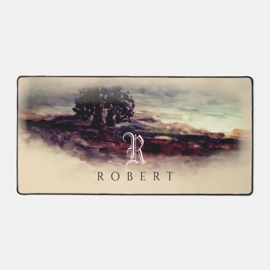 Waterverf landschap monogram bureaumat (Voorkant)