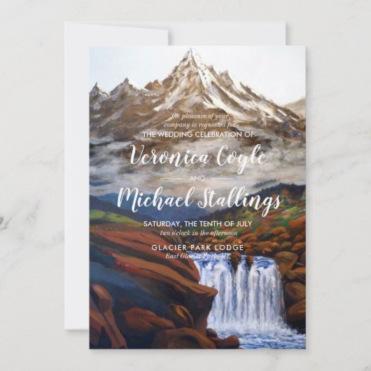 Waterverf Landschap Montana Wedding Uitnodiging (Voorkant)