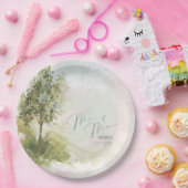 Waterverf Landschap Mr & Mrs Sage Green ID786 Papieren Bordje (Feest)