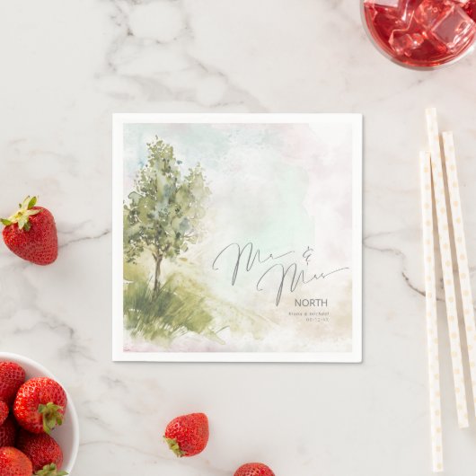 Waterverf Landschap Mr & Mrs Sage Green ID786 Servet (Insitu)