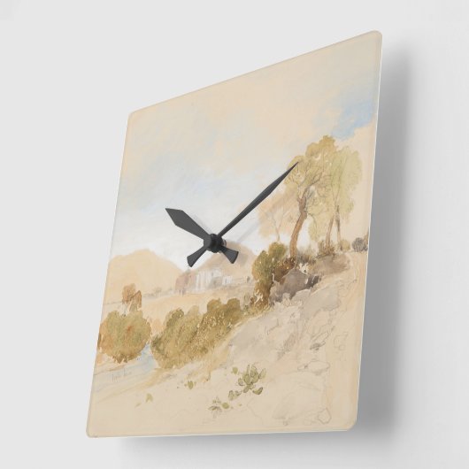 Waterverf Landschap nabij San Francisco, Mexico Vierkante Klok (Hoek)