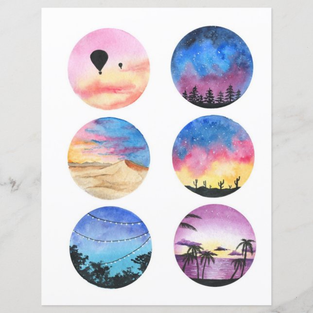 Waterverf landschap om uit te snijden en te collag (Voorkant)