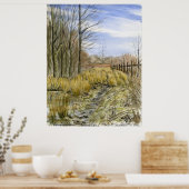 waterverf landschap "Pasture Lane in Early March" Poster (Keuken)