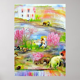 Waterverf Landschap Poster